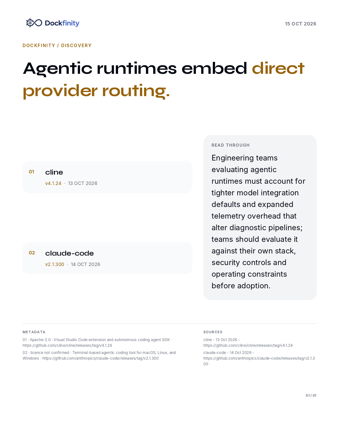 Agentic tooling integrates native multi-provider routing — the card published on 15 October 2026