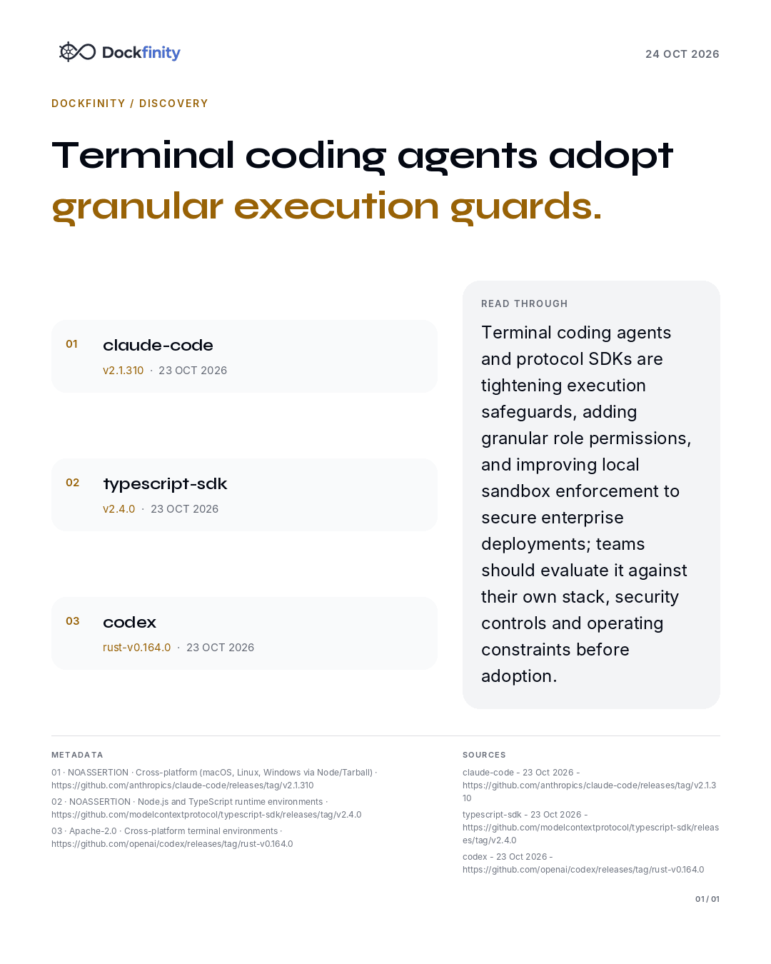 Terminal agents adopt granular execution guards — the card published on 24 October 2026