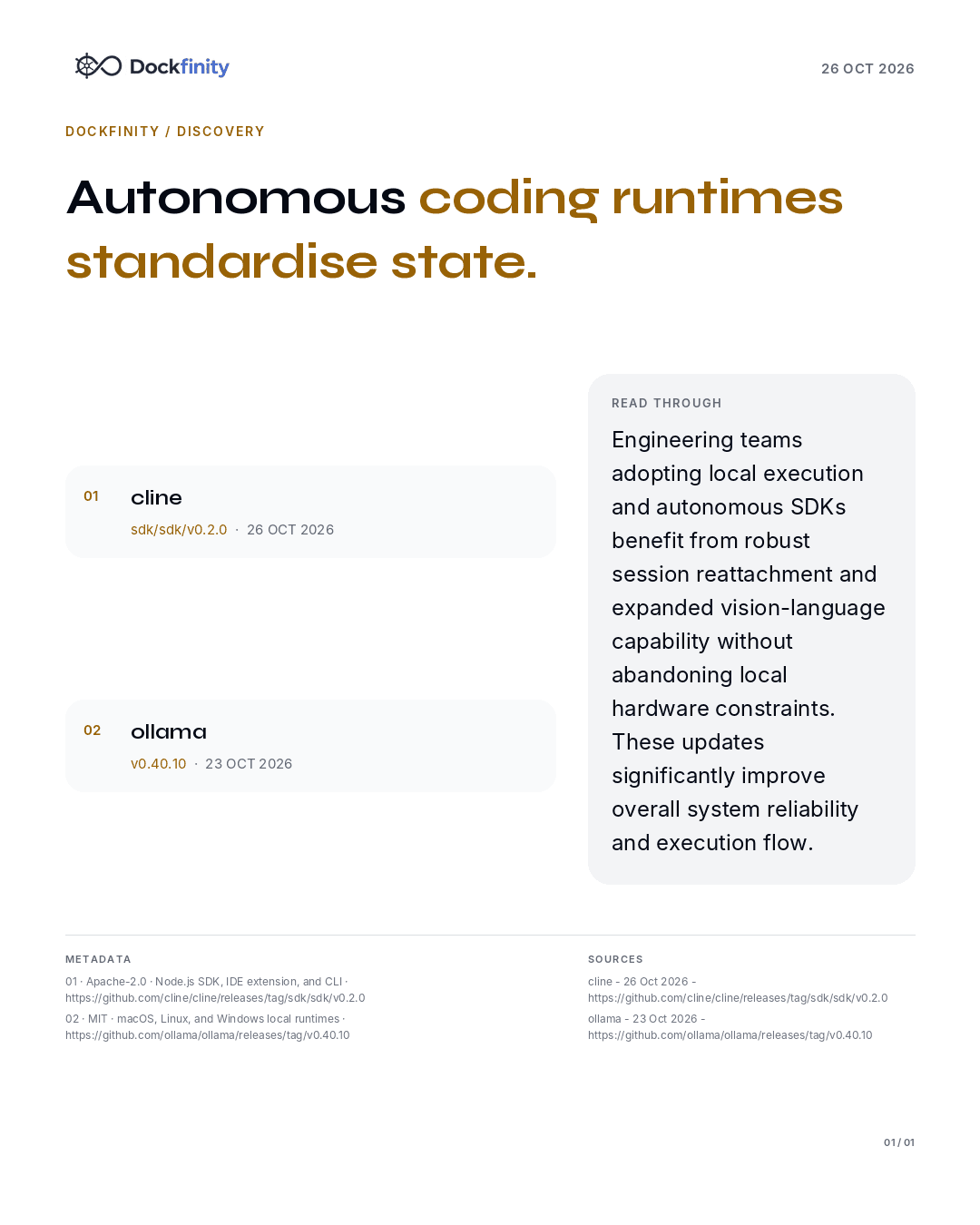 Autonomous Coding Runtimes Standardise — the card published on 26 October 2026