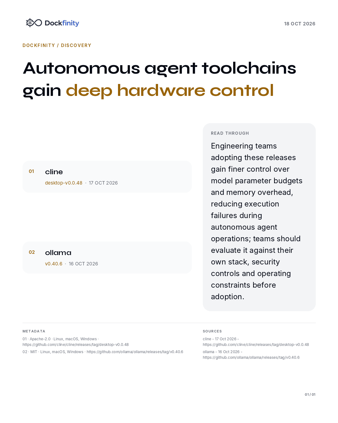 Autonomous agent toolchains gain deep hardware control — the card published on 18 October 2026