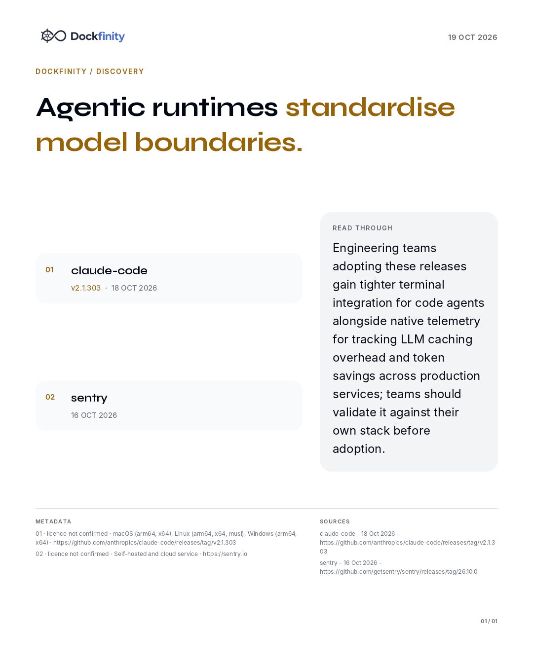 Agentic runtimes standardise model boundaries — the card published on 19 October 2026